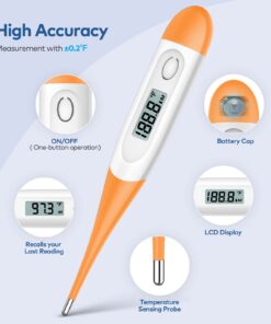 Thermometer for Adults, Digital Oral Thermometer for Fever with 10 Seconds Fast Reading (Orange) Orange-2 10 612o4thd8BL