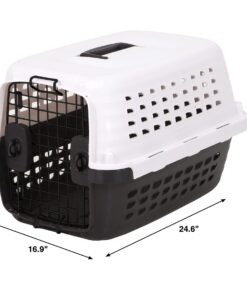 Petmate Compass Fashion Kennel Cat and Dog Kennel, 10-20 lb., Pearl White/Black, Made in USA 20.0"L x 12.5"W x 13.5"H 25 612oHVIN1WL