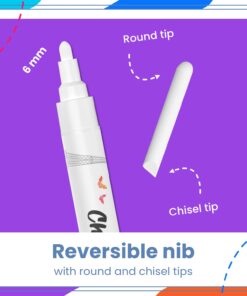 Chalkola White Chalk Markers for Blackboard, Chalkboard Sign, Window, Bistro, Car, Glass (5 Pack 6mm) - Liquid Chalkboard Markers Erasable - Paint Chalk Pens Washable Ink Reversible Tip Bold Tip - 5 Pens 23 612ohIR1AUL