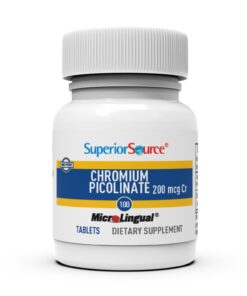 Superior Source Chromium 200 mcg, Quick Dissolve MicroLingual Tablets, 100 Count, Promotes Healthy Protein & Sugar Metabolism, Supports Healthy Blood Sugar Levels Already Within Normal Range, Non-GMO Unflavored 100 Count (Pack of 1) 9 612qbuRJOCL