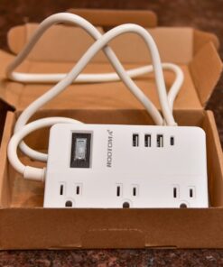 2 Prong Extension Cord with USB-C, ROOTOMA 2 Prong to 3 Prong Outlet Adapter, 3 Outlet & 4 USB Charging Station, 3 Prong Adapter 4ft, Non-Grounded, for Polarized Two Prong Outlet, Old House, White 4ft-2pin 36 612t6f5zreL