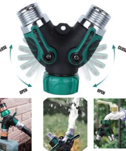 SPWIS 2 Way Hose Splitter Y Garden Hose Connector Metal Body,3/4 Connector,Faucet Adapter with Comfortable Rubberized Grip,2 Faucet Extension Hose Protector,4 Washers 9 612waEzuOXL