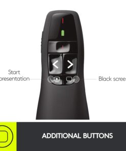 Logitech Wireless Presenter R400, Wireless Presentation Remote Clicker with Laser Pointer Red Laser 5 buttons 21 612xNRz tsL