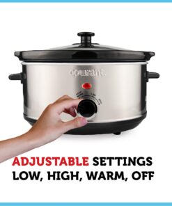 Courant Oval Slow Cooker Crock, with Easy Options 3.5 Quart Dishwasher Safe Pot, Stainless Steel Oval Slow Cooker with 3.5 Quart Crock 11 612xpYACGL