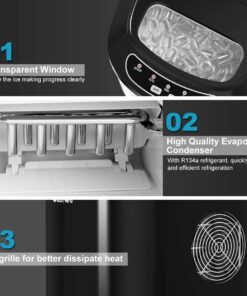 COSTWAY Countertop Ice Maker, 26LBS/24H Portable and Compact Ice Maker Machine, Ice Cubes Ready in 6 Mins, Electric High Efficiency Small Ice Maker with Ice Scoop for Home Kitchen Office, Black 14 6131BIgBYRL