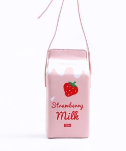 LUI SUI Fruits Banana Strawberry Milk Box Cross Body Purse Bag Women Phone Wallet Shoulder Bags Pink 35 6131T0bNZIL