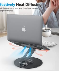 OMOTON Adjustable Laptop Stand with 360 Rotating Base, Ergonomic Laptop Riser for Collaborative Work, Dual Rotary Shaft Fully Foldable for Easy Storage, Fits All Laptops up to 16 inches, Black 17 6132eOeiJdL