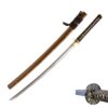 Handmade Sword - Samurai Katana Swords, Battle Ready, Hand Forged, 1045 Carbon Steel, Damascus Blade, 10 Times Folded, Heated Tempered, Full Tang, Sharp, Bamboo Tsuba, Brown Cotton Ito Handle 15 61330Wbny6L