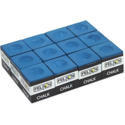 Felson Pool Chalk Cubes | Pool Table Accessories for Table Billiards | Pool Cue Chalk & Storage Box Blue 12 Count (Pack of 1)