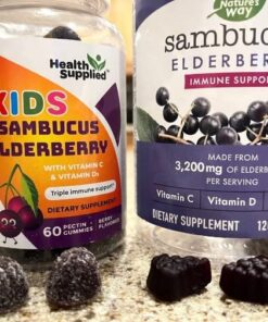 Nature’s Way Sambucus Elderberry Immune Gummies, Daily Immune Support for Kids and Adults*, with Vitamin C, Vitamin D3, Zinc, Gluten Free, Vegetarian, 60 Gummies (Packaging May Vary) 60 Count (Pack of 1) Elderberry Gummies, 60ct 40 6134j1E2eWL
