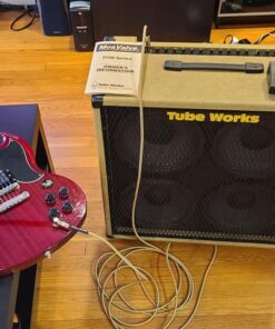 GLS Audio Instrument Cable - Amp Cord for Bass & Electric Guitar - Straight to Right Angle 1/4 Inch Instrument Cable - Brown/Yellow Braided Tweed, 6ft 6 Ft. Right-Angle Gold 33 61357asTR6L