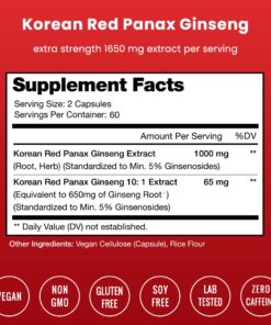NutraChamps Korean Red Panax Ginseng Capsules | Extra Strength Ginsenosides for Energy, Focus, Performance, Vitality & Immune Support | Korean Red Ginseng Root Extract Powder Supplement | Vegan Pills 21 6137G3L1ML