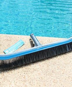 Aquatix Pro Pool Brush, 18" Heavy Duty Aluminium Back, Curved Ends for Corners, Scrub Brush w/Stainless Steel Bristles & EZ Clip, Swimming Pool Brushes for Cleaning Pool Walls, Tiles, Floors & Steps 1 20 6138QYJF6gL