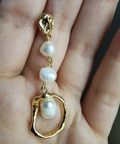 Baroque Pearl Drop 14K Gold Statement Dangle Earrings for Women Modern Irregular Pearl 25 6138QlRna9L