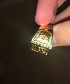 Halukakah Mens Gold Ring Diamond 3PCs Set,18K Real Gold/Platinum Filled Kanji Rich/Luck/Wealth Lab Diamonds Prong Set Size Adjustable,Gift for Men Gold Plated 3 Rings Set 28 6138VblwPBL