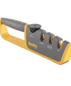 Smith's 50264 Adjustable Angle Knife Sharpener - Grey/Yellow - Adjustable Sharpening Angles - Repair, Restore & Polish Blades - 2-Stage Handheld Manual Sharpener - Hunting, Pocket & Serrated Knives