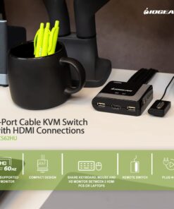 Alternative view of IOGEAR 2-Port USB HDMI Cabled KVM Switch - 1920 x 1200 60Hz - Hotkey or Remote Button Switch - 2.1 Stereo - USB 2.0 Mouse Port Can Be Used As USB Hub and USB Peripheral Sharing - Mac / Win - GCS62HU