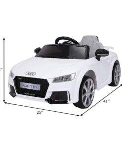 Costzon Kids Ride On Car, 12V Licensed Audi TT RS, Battery Powered Electric Ride On Vehicle w/Parental Remote Control, MP3, Lights, Horn, Opened Doors, High/Low Speeds, White 29 613BqRVA1VL