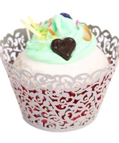 GOLF 100Pcs Cupcake Wrappers Artistic Bake Cake Paper Filigree Little Vine Lace Laser Cut Liner Baking Cup Wraps Muffin CaseTrays for Wedding Party Birthday Decoration (White) White 22 613BzJGEpWL