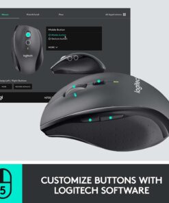 Logitech M705 Marathon Wireless Mouse, 2.4 GHz USB Unifying Receiver, 1000 DPI, 5-Programmable Buttons, 3-Year Battery, Compatible with PC, Mac, Laptop, Chromebook - Black 34 613CvipmOGL