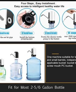 LECIEL Water Pump Dispenser, Automatic Drinking Water Bottle Pump for 5 Gallon Water Bottle Dispenser USB Charging Portable Water Dispenser (Black) Black 16 613D2F4dMuL