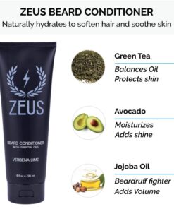 ZEUS Deluxe Beard Wash & Grooming Kit for Men – Natural Beard Oil, Beard Wash Combo & Beard Brush Gift Set (Verbena Lime) Scent: Verbena Lime 15 613G ovsL