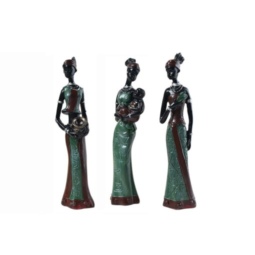 Gedengni African Tribal Women Collectible Figurines for Mother's Gifts,Green,Pack of 3 Green State