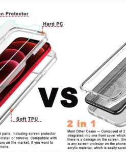 Alternative view of COOLQO Compatible for iPhone 12 /iPhone 12 Pro Case 6.1 Inch, with [2 x Tempered Glass Screen Protector] Clear 360 Full Body Silicone Protective Shockproof for iPhone 12/12 Pro Cases Phone Cover 12/12Pro (6.1 inch)