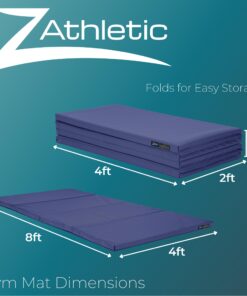 Z Athletic Folding Mat for Gymnastics and Tumbling, 4 Ft x 8 Ft x 2 In Blue 9 613JPvpvsxL