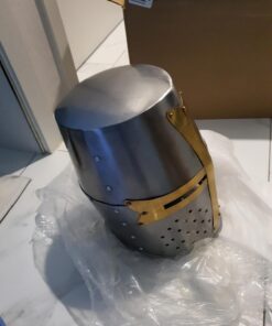 Szco Supplies 14” Decorative Barrel Brass Helm Crusader Helmet (910902) 19 613KDzgxTrL