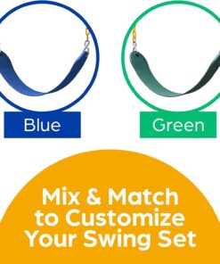 Jungle Gym Kingdom Swings for Outdoor Swing Set - Pack of 2 Swing Seat Replacement Kits with Heavy Duty Chains - Backyard Swingset Playground Accessories for Kids (Green) Green, 2 Pack Standard 29 613NYzb1ajL