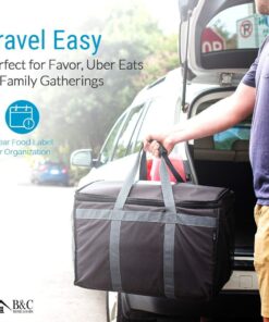 Insulated Commercial Food Delivery Bag with Side Pockets - Professional Food Warmer Portable Catering Hot Cold Meals - Thick Insulation Cooler for Grocery Shopping - 23 inches x 15 inches x 14 inches 12 613P3klGgCL