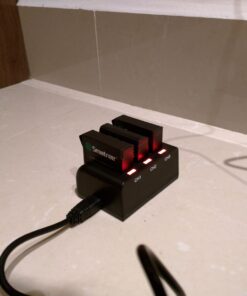 Smatree 1290mAh Replacement Battery Compatible for GoPro Hero4 (Pack of 2) Bundle with 3-Channel Charger and USB Cord 28 613V0U40x6L