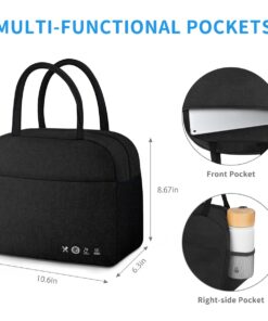 DALINDA Lunch Bag Lunch Box for Women Men Reusable Insulated Lunch Tote Bag,Leakproof Thermal Cooler Sack Food Handbags Case High Capacity forTravel Work School Picnic- Black 30 613WhSWJFAL