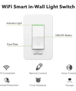 BN-LINK WiFi Smart in-Wall Light Switch, No Hub Required with Timer Function, White, Compatible with Alexa and Google Assistant, Neutral Wire Needed, 2.4 Ghz Network Only 1P-Smart Light Switch 15 613XYCnOFaL