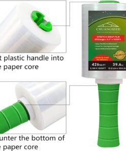 2-Pack Industrial Mini Clear Stretch Wrap Film 80 Gauge 5.1" 1000ft for Pallet Wrap with Plastic Handle,Durable Self-Adhering Packing,Moving,Packaging,Heavy Duty Shrink Film Chuangseed 5.1" x 1000Ft 2-Pack Inches 24 613Ze54gUrL