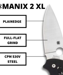 Spyderco Manix 2 XL Folding Knife - Black G-10 Handle with PlainEdge, Full-Flat Grind, CPM S30V Steel Blade and Ball Bearing 41 613ZiA6fr3L