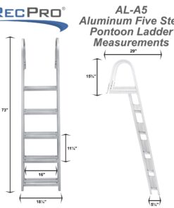 RecPro 5 Step Removable Boarding Boat Ladder | AL-A5 | Marine Pontoon Boat Dock | Heavy Duty Aluminum 25 613ZxJPjjSL