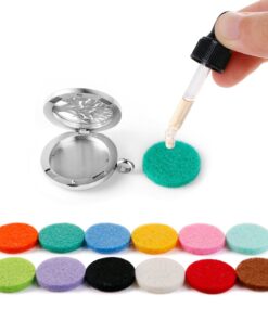 Maromalife 48PCS 22mm Replacement Refill Pads for 30mm Essential Oil Diffuser Necklace, Felt Pads for Aromatherapy Necklace Pendant Diffuser Bracelet Car Diffuser Vent Clip with 12 Colors, 0.87 Inch 16 613b3bKQqIL