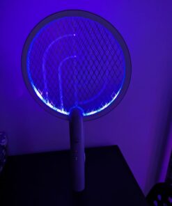 Electric Fly Swatter Racket, Mosiller 4000V 2 in 1 Bug Zapper with USB Rechargeable Base, Powerful Mosquitoes Trap Lamp & Fly Killer with 3 Layer Safety Mesh for Home, Bedroom, Kitchen, Patio (1 Pack) 1 Pack 44 613ckQ7YfL 4