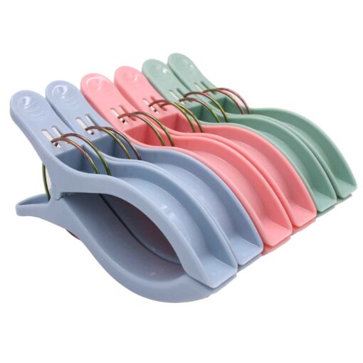 HAZOULEN Beach Towel Clips for Beach Chair or Pool Loungers, 6 Pack