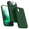 JTWIE [5 in 1 for iPhone 12 Phone Case/iPhone 12 Pro Phone Case with Screen Protector and Camera Lens Protector, Liquid Silicone Phone Case for iPhone 12 Pro (Alpine Green)… Alpine Green 59 613eAbVf2ML