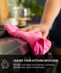 MW Pro Microfiber Cleaning Cloth | Pink (12 Pack) | Size 16" x 16" | All Purpose Microfiber Towels - Clean, Dust, Polish, Scrub, Absorbent 13 613eIvEKTcL 1