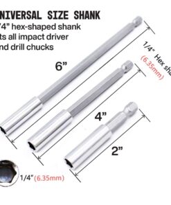 Katzco Magnetic Bit Holder Extensions - 3 Piece Set - 2, 4, and 6 Inch - for Drills, Socket Adapters, Automotive Maintenance, Shops, Mechanics, Household Use, DIY, Repair Work, and More 14 613eq7oKxGL