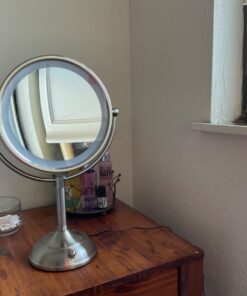 VESAUR Professional 8.5" Large Lighted Makeup Mirror Updated with 3 Color Lights, 1X/10X Magnifying Swivel Vanity Brightness Dimmable Cosmetic Mirror with 48 Premium LED Lights, Senior Pearl Nickel X-Large 33 613eqkxwUxL