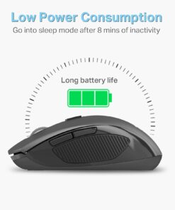 E-YOOSO Wireless Mouse, USB Cordless Computer Mouse, 18 Months Battery Life, 6 Button Wireless Mouse, 5 Adjustable DPI, 2.4G Portable Wireless Optical Mice for Windows, Mac, Linux, Chromebook(Black) Black 12 613fDtaPVqL
