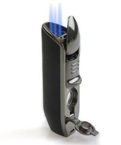 Scorch Torch Triple Jet Flame Butane Cigarette Torch Lighter with Cigar Punch Attachment Black 15 613fene 0cL