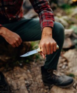 Buck Knives 110 Folding Hunter Lock-back Knife, Brass Bolsters, Ebony Handles, 3-3/4" 420HC Blade with Leather Sheath Classic 3.75" 32 613g7TflgxL