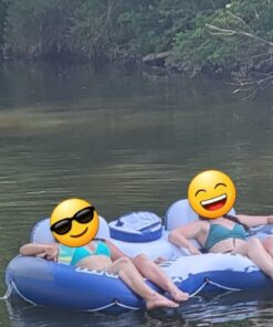 Intex River Run II Model 58837EP 18 Gauge Lightweight Durable Water Tube Float Raft Lounger with Built in Cooler and Cup Holder 2 Pack 26 613gjclXJbL