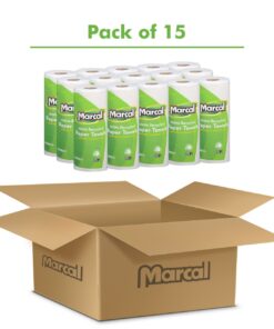Marcal Paper Towels 100% Recycled 2-Ply, 60 Sheets Per Roll - Case of 15 Individually Wrapped Green Seal Certified 06709 8 613nnW 3PbL